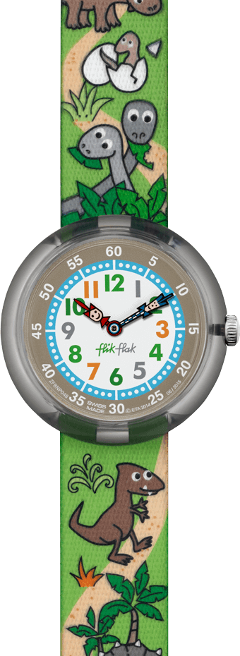 Sauruses Return - Flik Flak Dinosaur Watch (340x930), Png Download