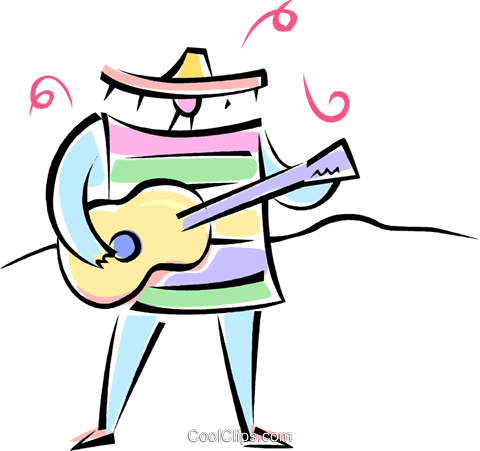 Mexican Guitar Player Royalty Free Vector Clip Art - Clip Art (480x451), Png Download