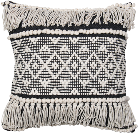 Hudsen Boho Cushion - Black And White Boho Pillows (480x480), Png Download