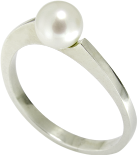 Black Or White Pearl Ring <br/>sterling Silver - Pearl (480x410), Png Download