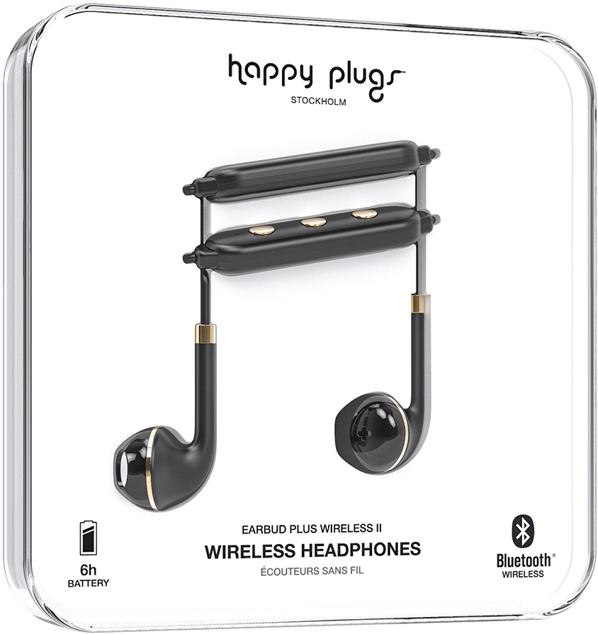 Black / Gold - Happy Plugs Earbud Plus Cobalt (1000x1000), Png Download