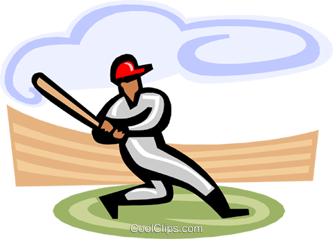Baseball Player At Bat Royalty Free Vector Clip Art - Baseball Diamond Is A Square 90 Ft St Base To Third (480x344), Png Download