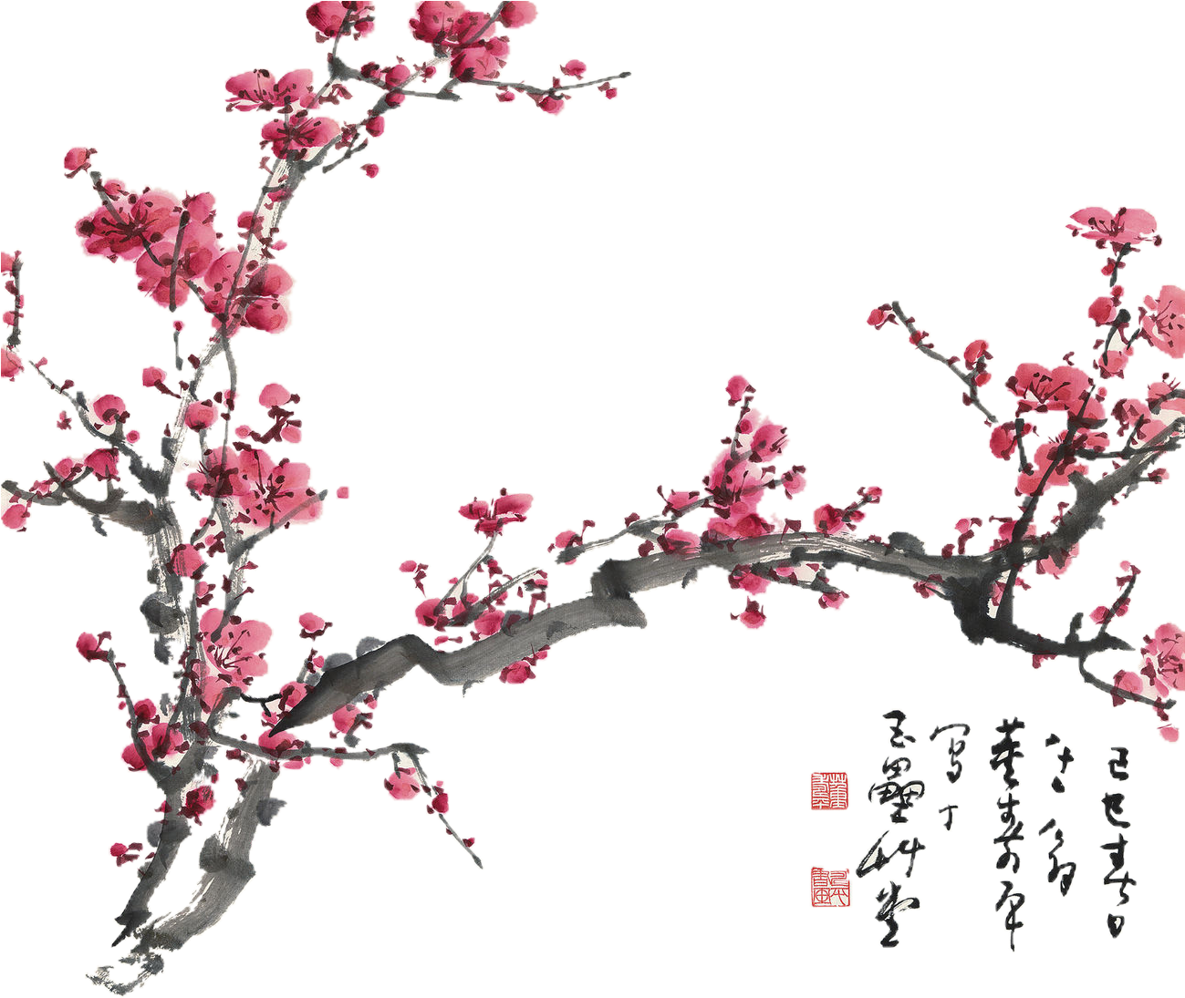 Chinese Cherry Blossom Png (1298x1118), Png Download