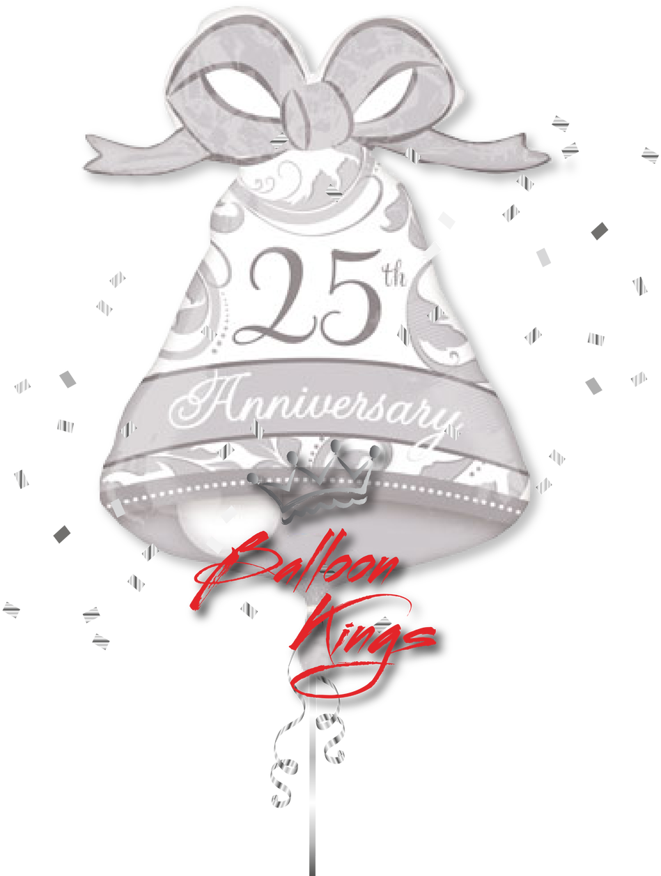 25th Anniversary Bell - 25th Anniversary Super Shaped Foil Balloon (1280x1280), Png Download
