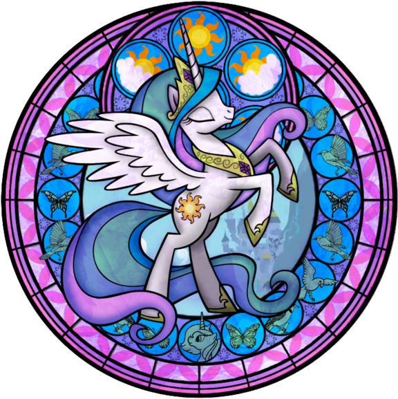 Princess Celestia Stained Glass My Little Pony Alicorn - Mlp Princess Celestia Stained Glass (600x600), Png Download