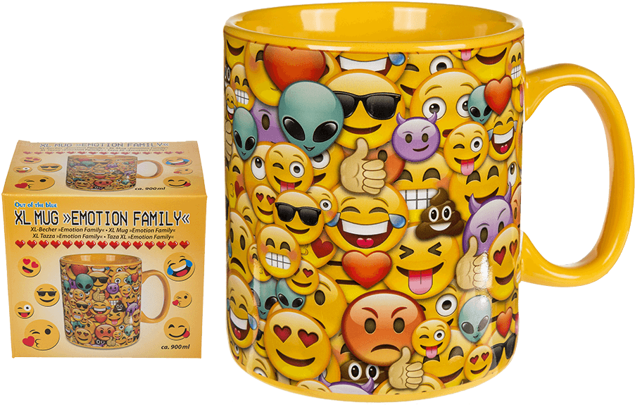 Taza Emoticonos Xl - Emoji Pattern Mug (945x709), Png Download
