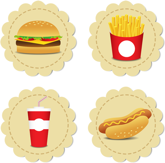 Fesat Food Icons Set Isolated Vector Illustration Americano - Royal Canin Instinctive In Jelly Cat Food Wet Pouch (640x640), Png Download