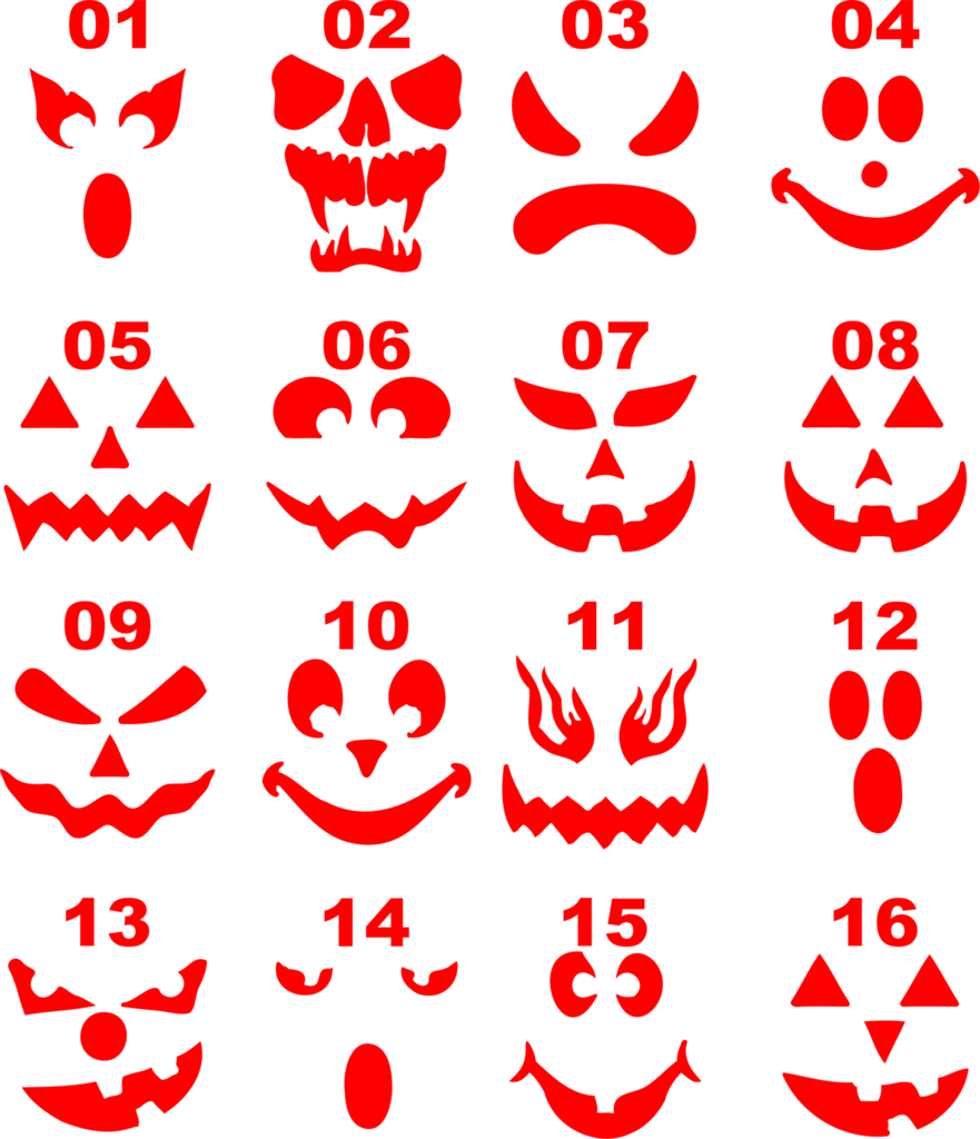 Pumpkin Face Wall Vinyl Stencils - Face Pumpkin (881x1024), Png Download