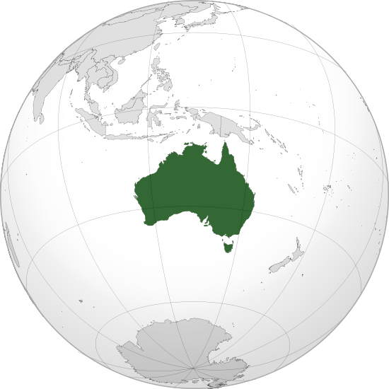 550px-aus Orthographic Svg - World Map Australia Centered (550x550), Png Download