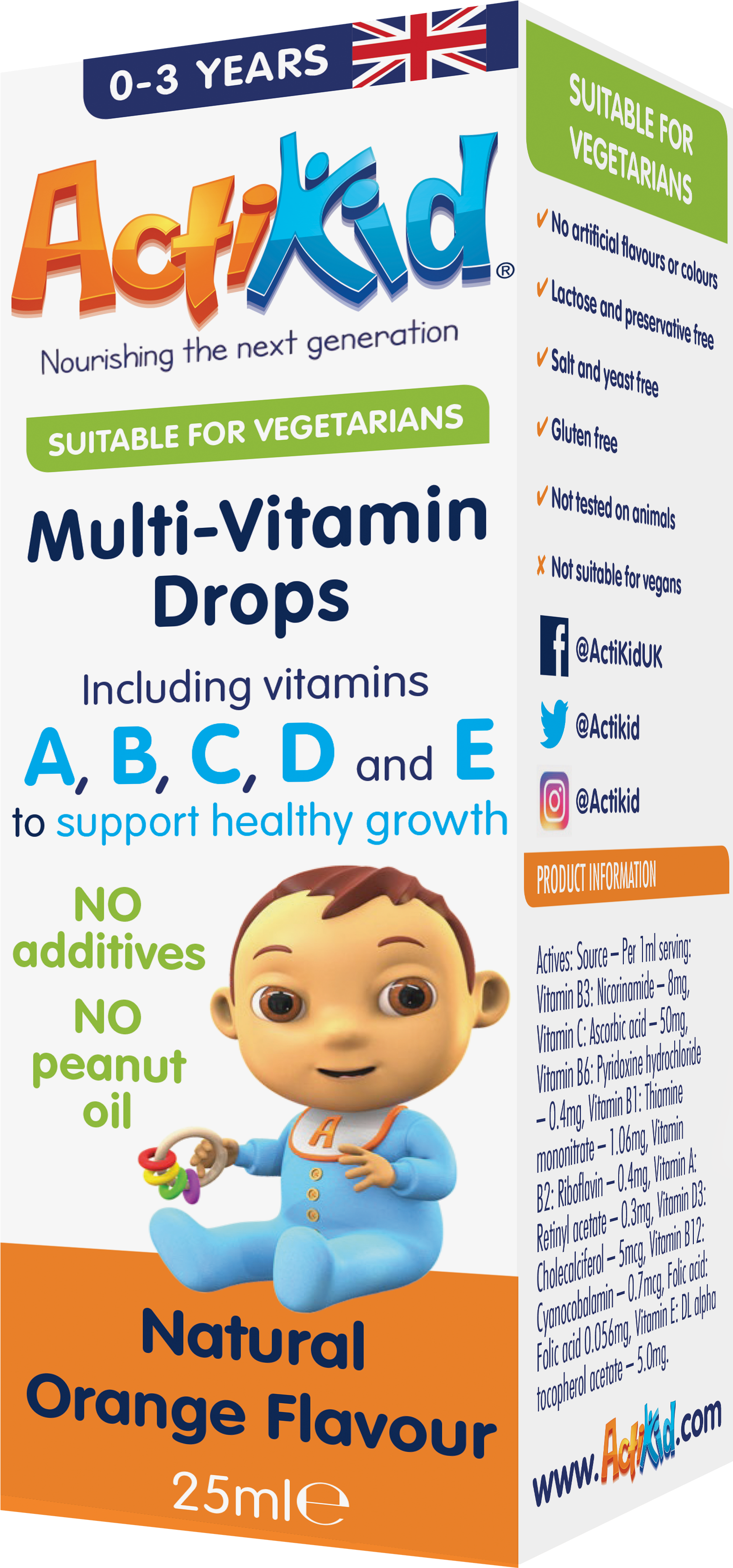 Vitamin Drops Kids - Actikid Multi-vitamin Drops 25ml (2307x3543), Png Download