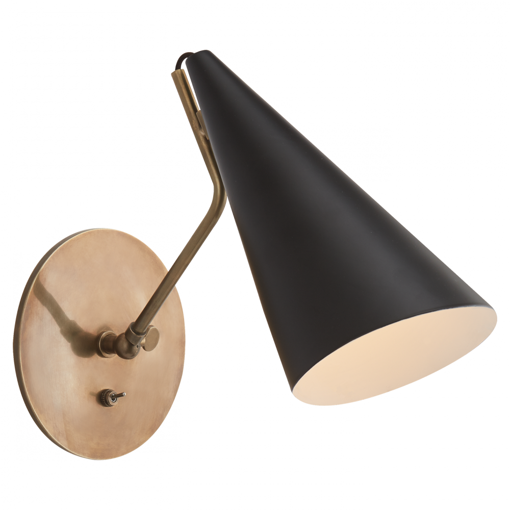 Clemente Wall Light In Hand-rubbed Antique Brass - Clemente Sconce - Black/brass - Aerin (1000x1000), Png Download