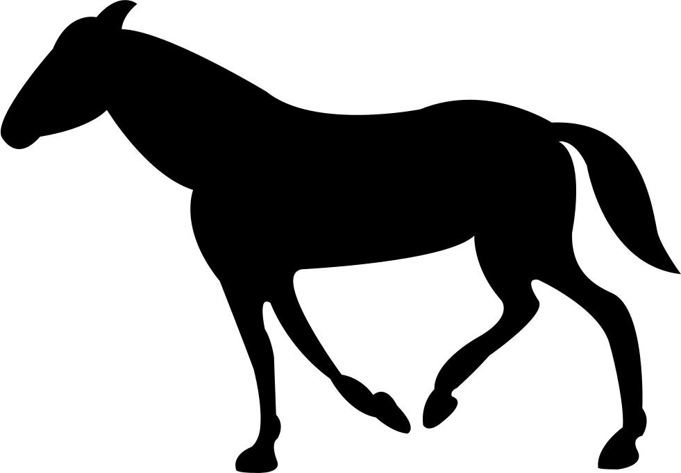 Black Walking Horse With Tail Down Comments - Public Domain Horse Silhouette (981x682), Png Download