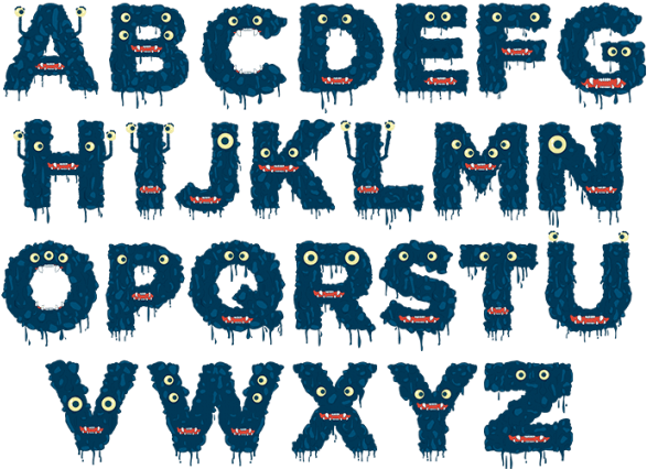 Monster Font Blue Alphabet - Housearama Font (595x595), Png Download