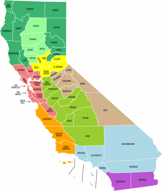 A Man And Woman Have Died After Falling From A Popular - Regions Of California (540x637), Png Download