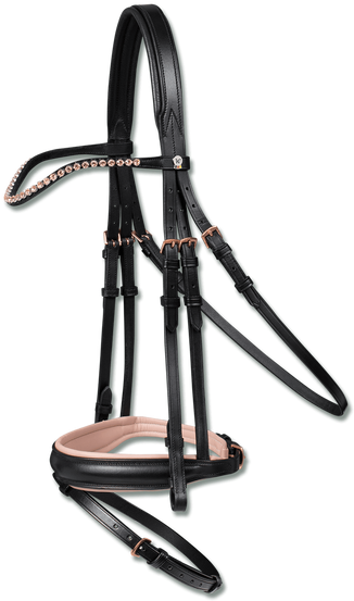 Bridle Waldhausen Xline Rose Gold Black - Rose Gold Dressage Browband (500x571), Png Download