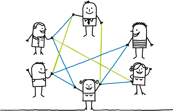 Project Portfolio Management - Business People Connected With Color Lines (570x394), Png Download