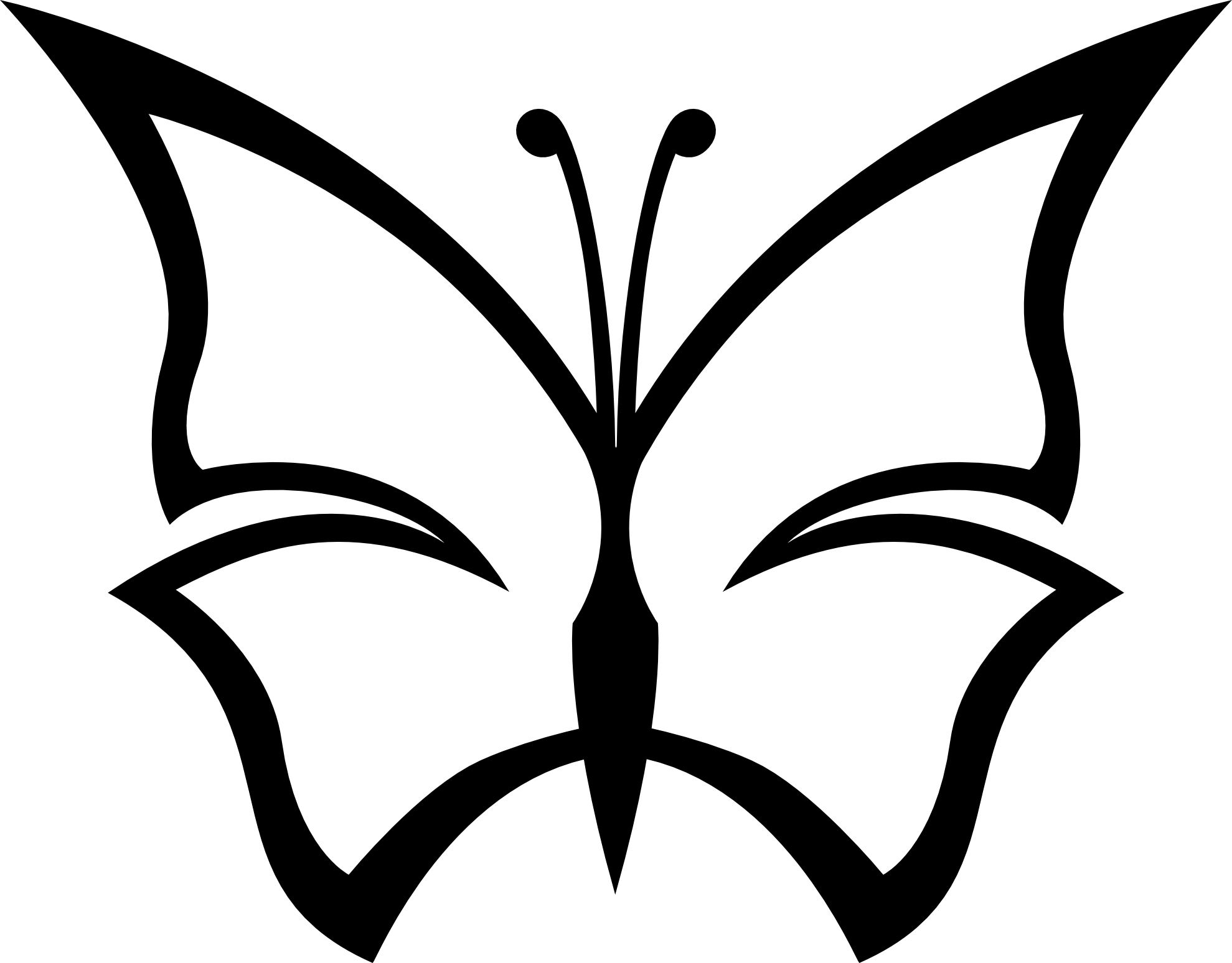 Abstract Butterfly Lemmling Black White Line Art Hunky - Black And White Cartoon Butterfly (1979x1548), Png Download