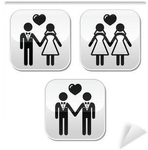 Wedding Married Hetero And Gay Couple Buttons Wall - Same-sex Marriage (400x400), Png Download