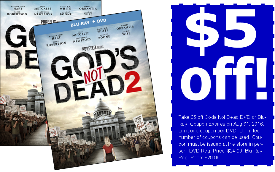 Gnd Coupon - Pure Flix Entertainment 69292 Dvd Gods Not Dead 2 Ray (927x582), Png Download