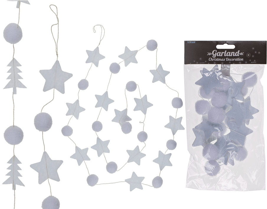 Guirnalda De Fieltro Blanco Con Estrellas Y Árbol De - Christmas Tree (945x709), Png Download