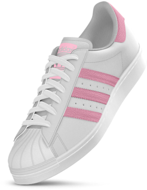 Adidas Mi Superstar 80s Custom Shoes - Adidas Sneakers Pink Stripes (429x454), Png Download