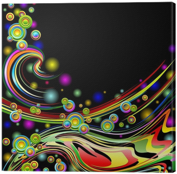 Girlande Colori Sfondo Astratto Abstract Colors Swirls - Rainbow Colors Abstract Swirls On Black Canvas Print (400x400), Png Download