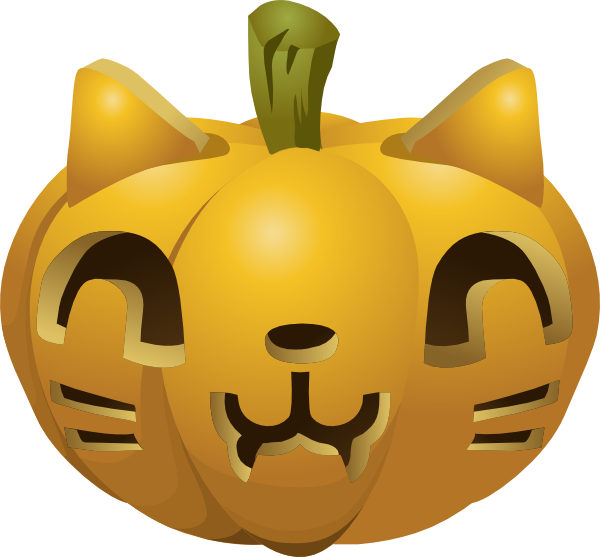 How To Set Use Carved Pumpkin Svg Vector - Kitty Pumpkin Carving Template (600x557), Png Download