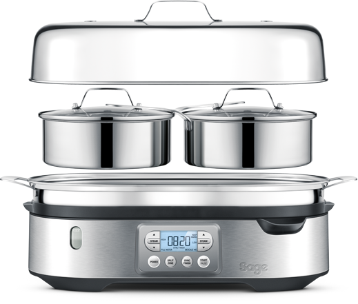 Precise Food Steaming Like Never Before - Breville Bfs800bss Steam Zone Food Steamer, Silver (519x441), Png Download