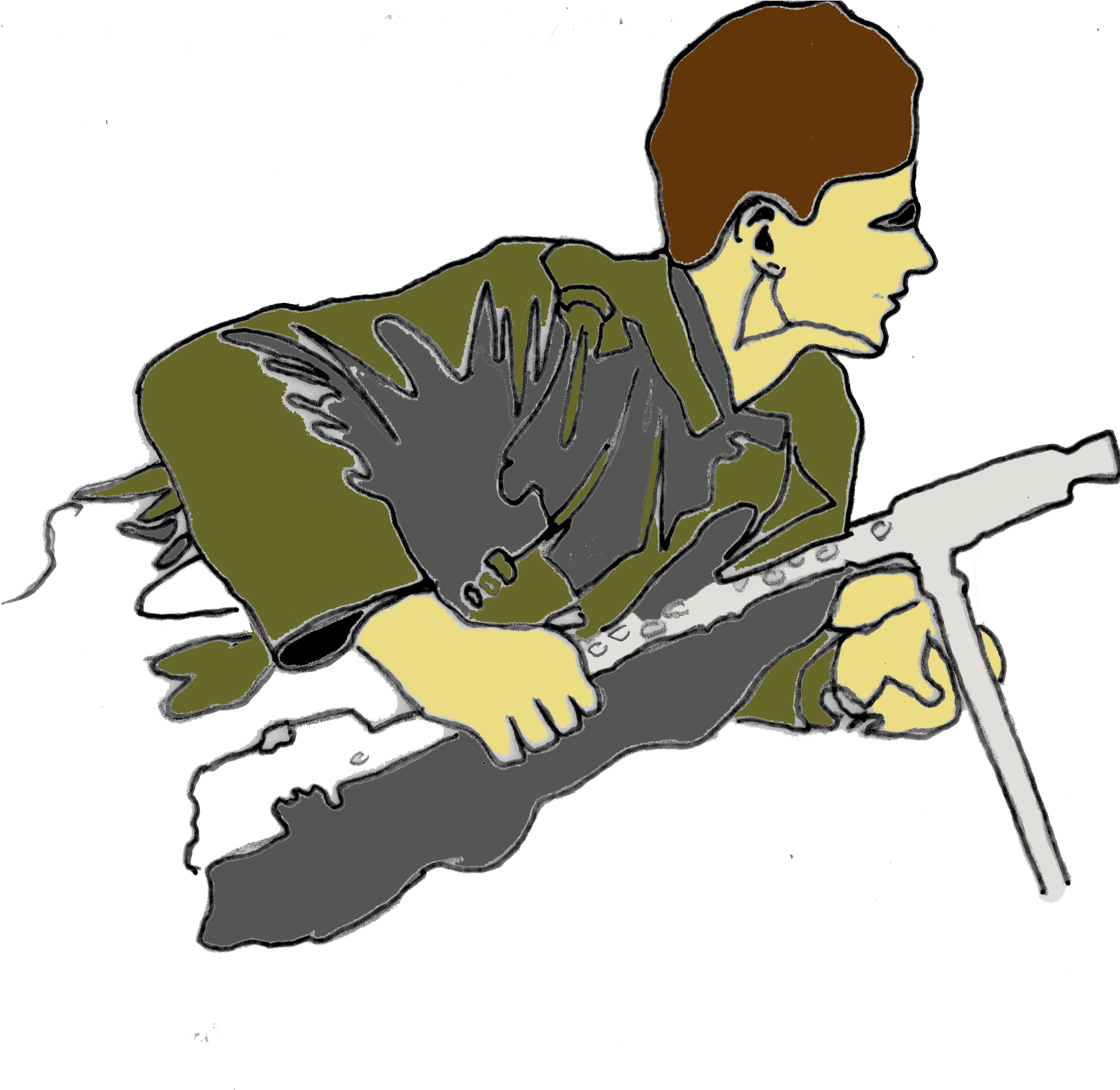 This Is A Vector Image Of A Child Soldier In Action - Soldier (1866x1811), Png Download
