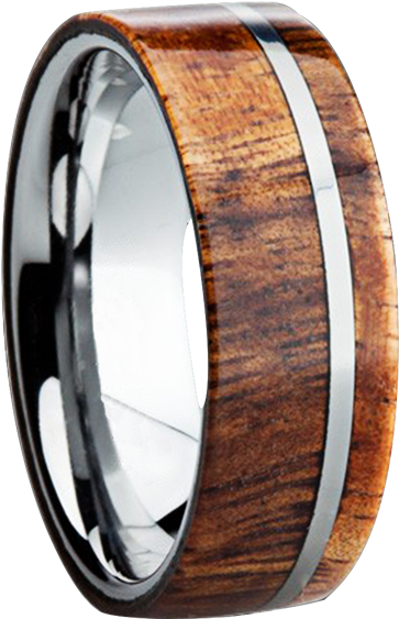 Mens Wood Inlay Wedding Rings - Men Wooden Wedding Rings (603x600), Png Download