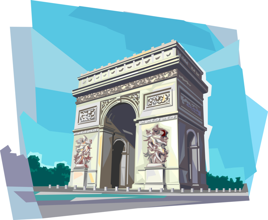 Vector Illustration Of Arc De Triomphe Triumphal Arch - Arc De Triomphe (852x700), Png Download
