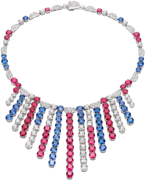 Con Una Disposición Al Azar De Zafiros, Rubíes Y Diamantes - Necklace Bulgari New York Collection Png (505x394), Png Download