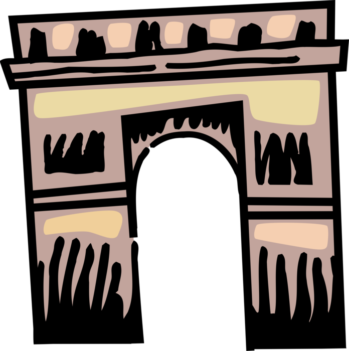 Vector Illustration Of Arc De Triomphe Triumphal Arch (696x700), Png Download
