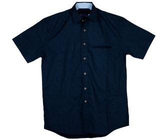 Camisa Manga Corta Negra Con Destellos Blancos - Button (498x332), Png Download