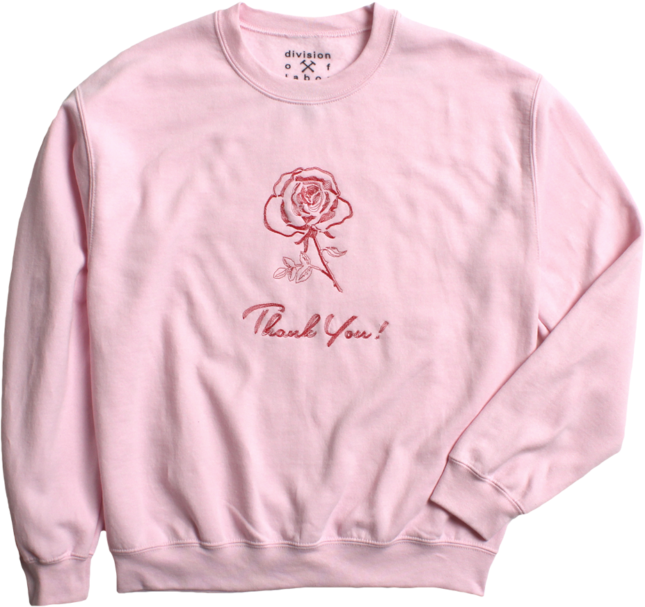 Thank You Rose Crew Neck Sweatshirt - Sweater (1024x965), Png Download