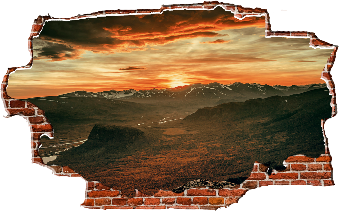 Zapwalls Decals Sunset Mountainside Red Clouds Breaking - New York Brooklyn Bridge Skyline Brick (51" X 30") (1280x750), Png Download