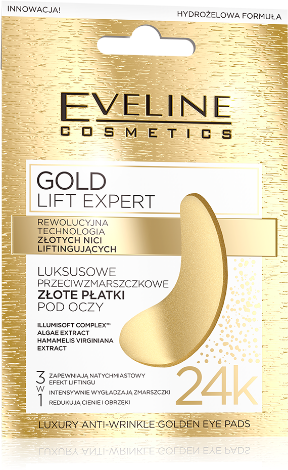 Unique Formula Of Luxury Anti-wrinkle Gold Eye Pads - Eveline Cosmetics 24k Gold & Diamonds Lifting Luxury (1000x1000), Png Download