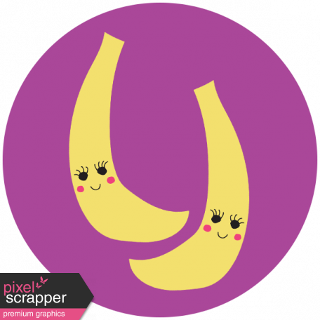 Cute Fruits Print Circle Banana - Digital Scrapbooking (456x456), Png Download