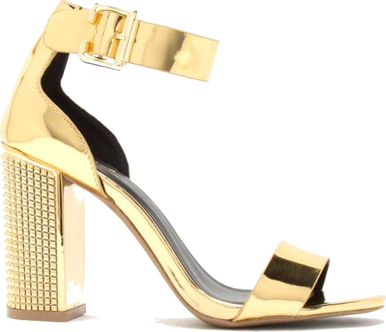 Gold Metallic Block Heels (560x483), Png Download