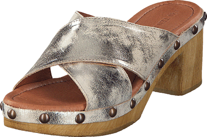 Ten Points Frida 343015 Gold 58518-00 Womens Leather - Ten Points Frida 343015 Gold, Shoes, Heels, Low-heeled (705x468), Png Download