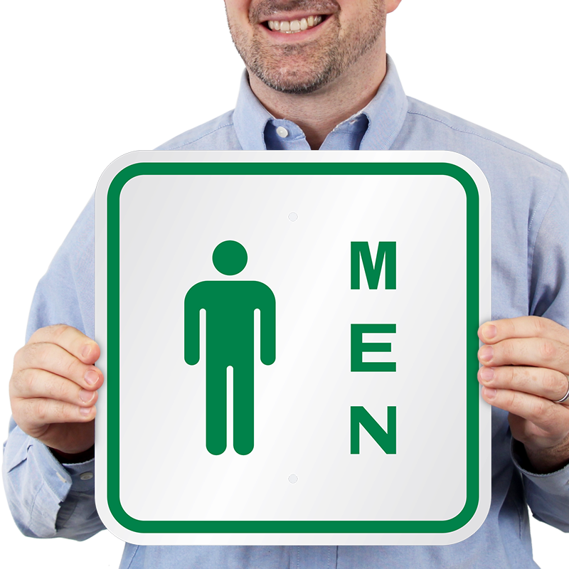 Men With Male Symbol Restroom Sign - Traffic Sign (800x800), Png Download