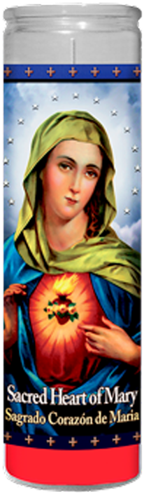 Sacred Heart Of Mary - Sacred Heart Of Mary Candle (247x750), Png Download