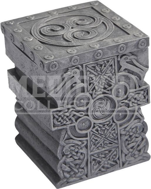 Small Celtic Cross Keepsake Jewelry Resin Box Faux (676x676), Png Download