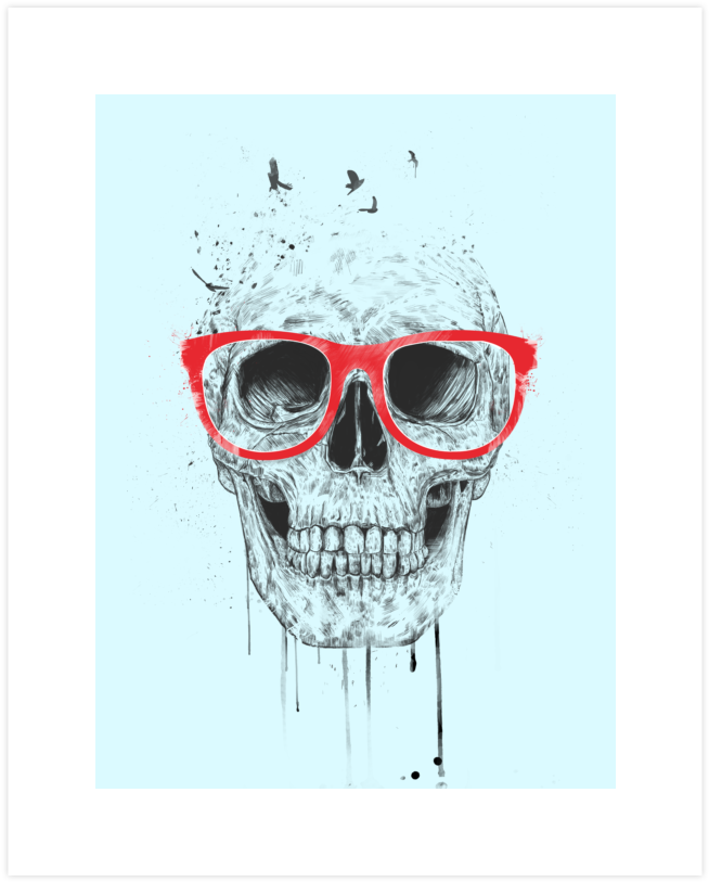 Skull With Red Glasses Art Print - Schädel Mit Roten Gläsern Mousepads (740x900), Png Download