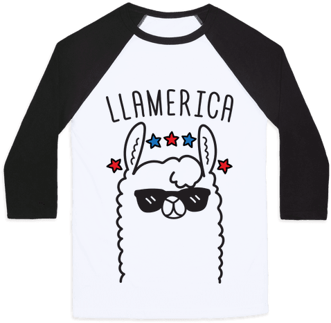 Llamerica American Llama Baseball Tee - Believe In Aliens T Shirt (484x484), Png Download