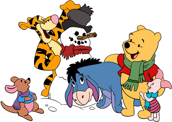 Disney Winter Season Clip Art Galore Piglet - Winnie The Pooh Png Winter (595x425), Png Download