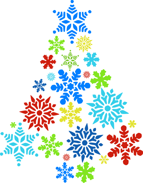 Colorful Snowflake Tree Clip Art - Christmas Clip Art Snowflakes (468x599), Png Download