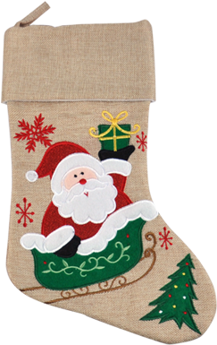 003 - 18" Burlap Christmas Stockings Set Of 3 (600x550), Png Download
