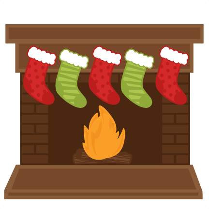 Christmas Fireplace Stockings Svg Scrapbook Shapes - Fireplace With Stockings Clipart (432x432), Png Download