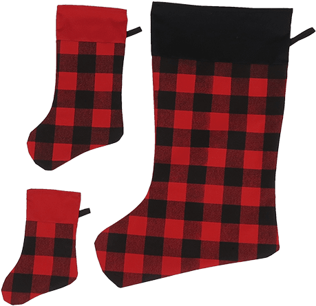 Red Tartan Christmas Stockings - Textile (500x750), Png Download